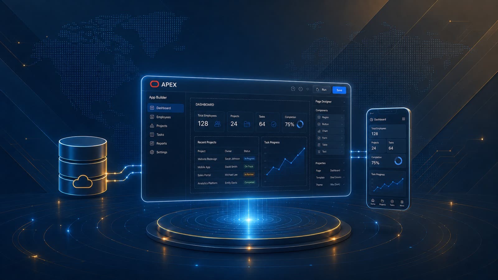 An enterprise resource planning application dashboard