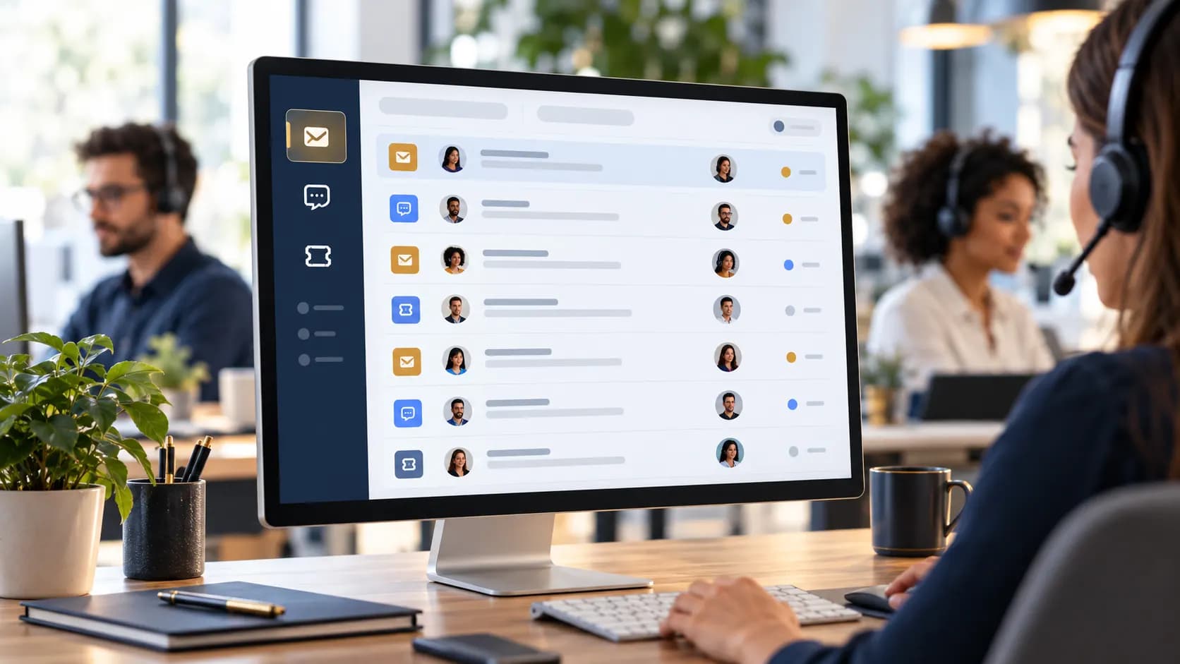 Email, chat and ticket messages flowing into one shared mailbox and assigned to agents